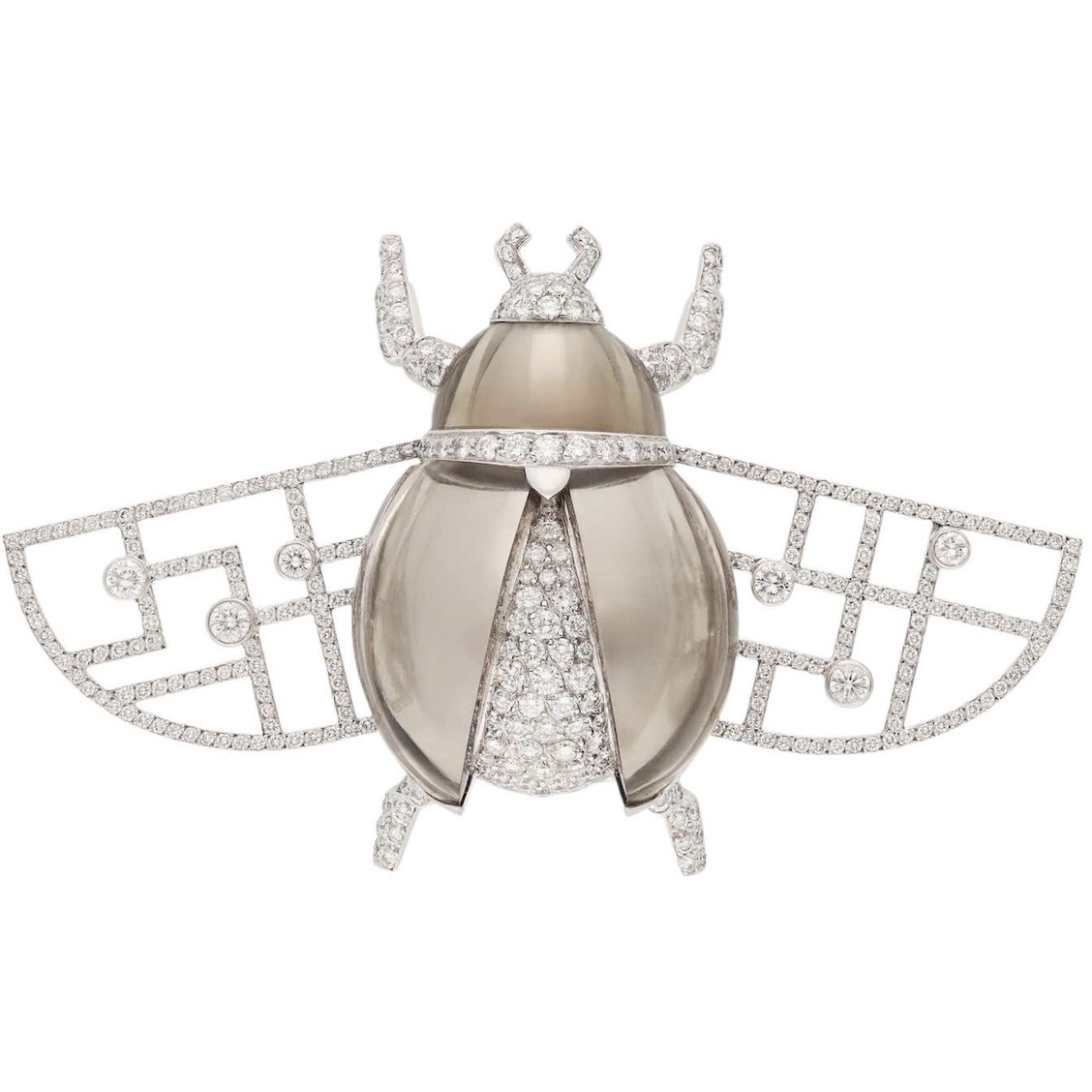 Cartier 18K White Gold, Smoky Quartz and Diamond “Scarab” Brooch, $75,000, 1stdibs.com