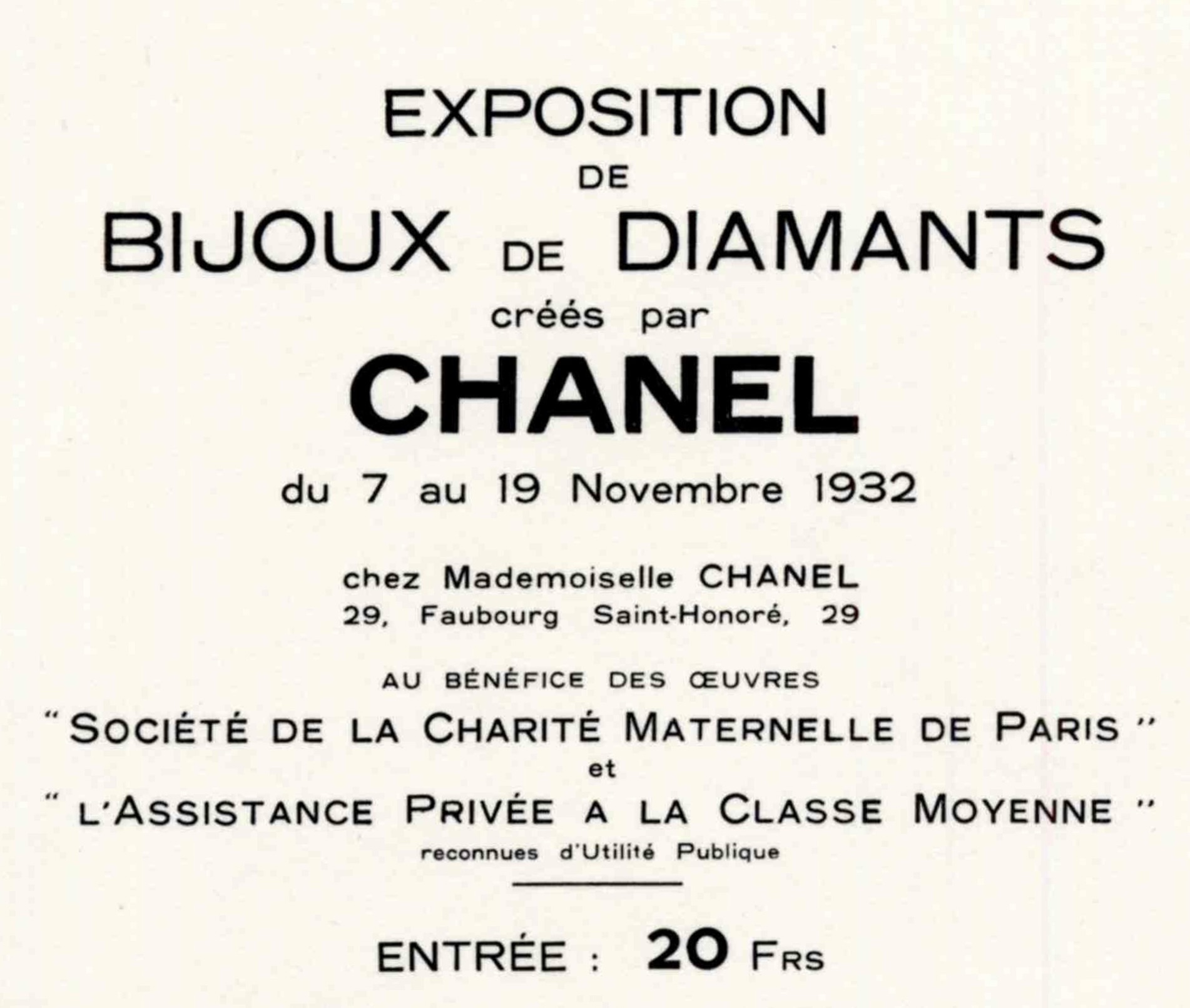 Invitation card for the exhibition of the High Jewelry collection "Bijoux de Diamants" created by Gabrielle Chanel in 1932. (© CHANEL)