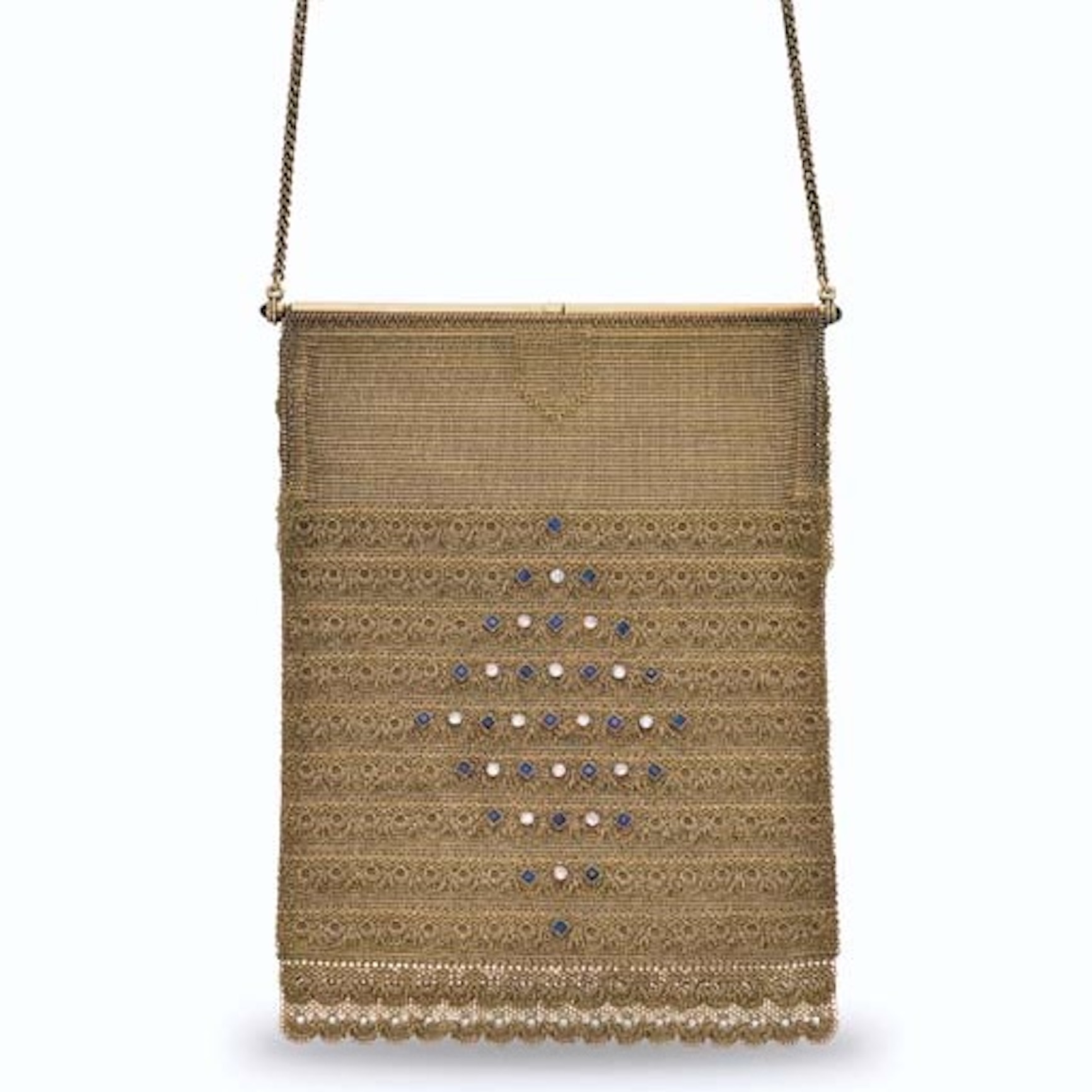 Diamond Purse An Art Deco Gold, Sapphire, and Diamond Evening Bag from Christie's Magnificent Jewels from the Collection of Ellen Barkin.