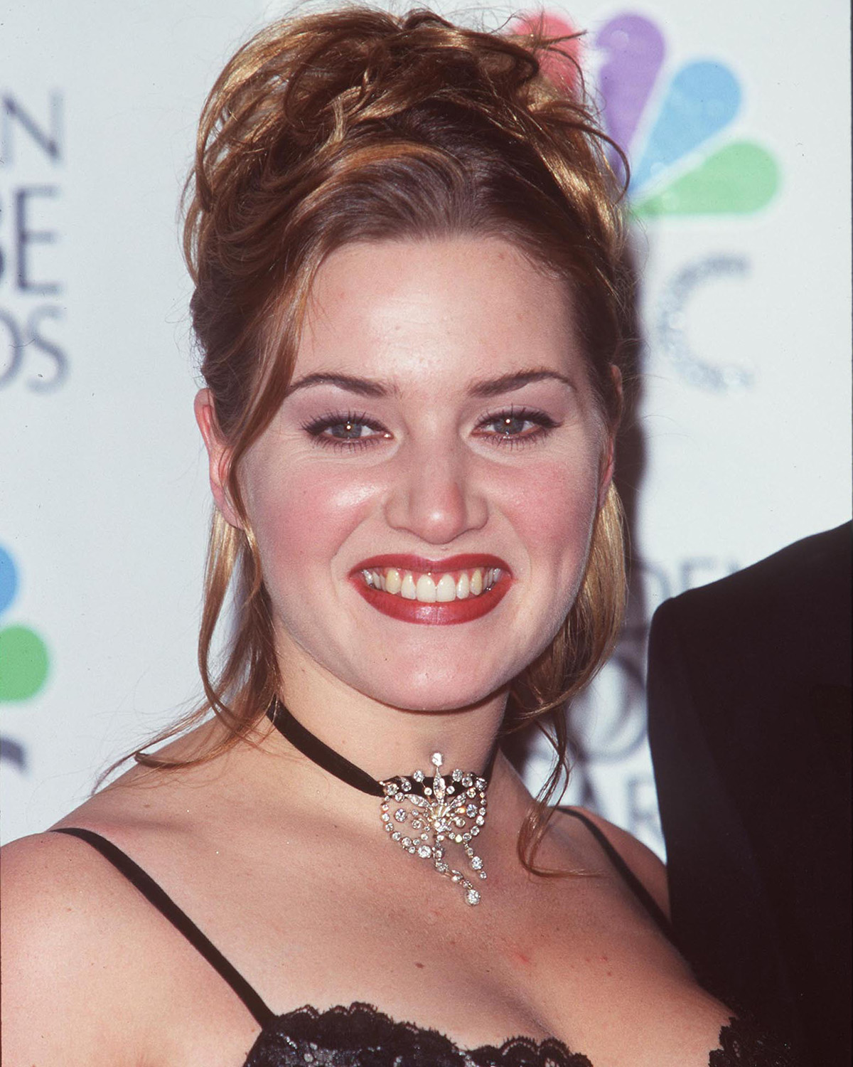 Kate Winslet wearing a cord necklace during 55th Annual Golden Globe Awards at Beverly Hilton Hotel in Beverly Hills, California, United States