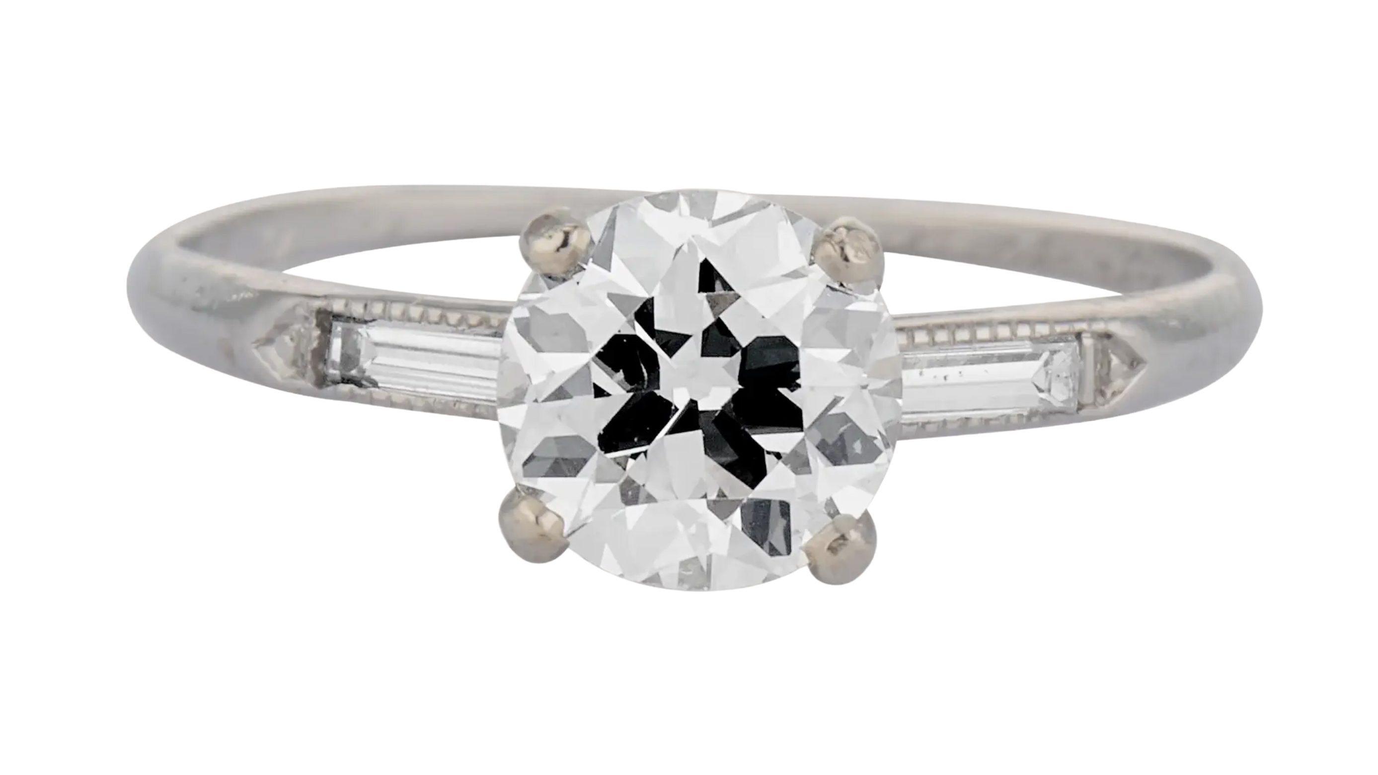 Erstwhile 1920's Transitional Cut Diamond Platinum Vintage Engagement Ring