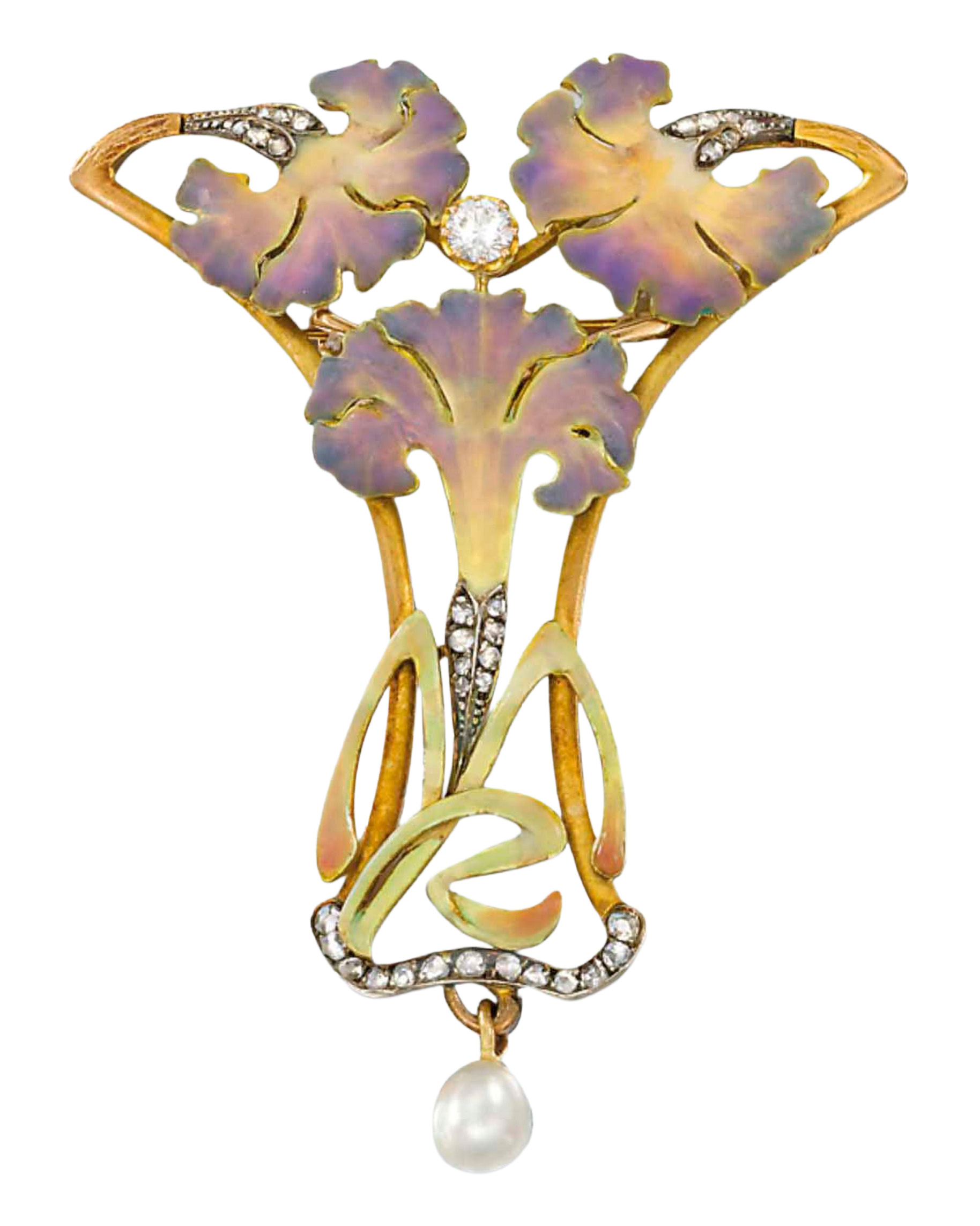 Art Nouveau Diamond-Set Enamel and Pearl Pendant by Luis Masriera. (Courtesy of Christie's)