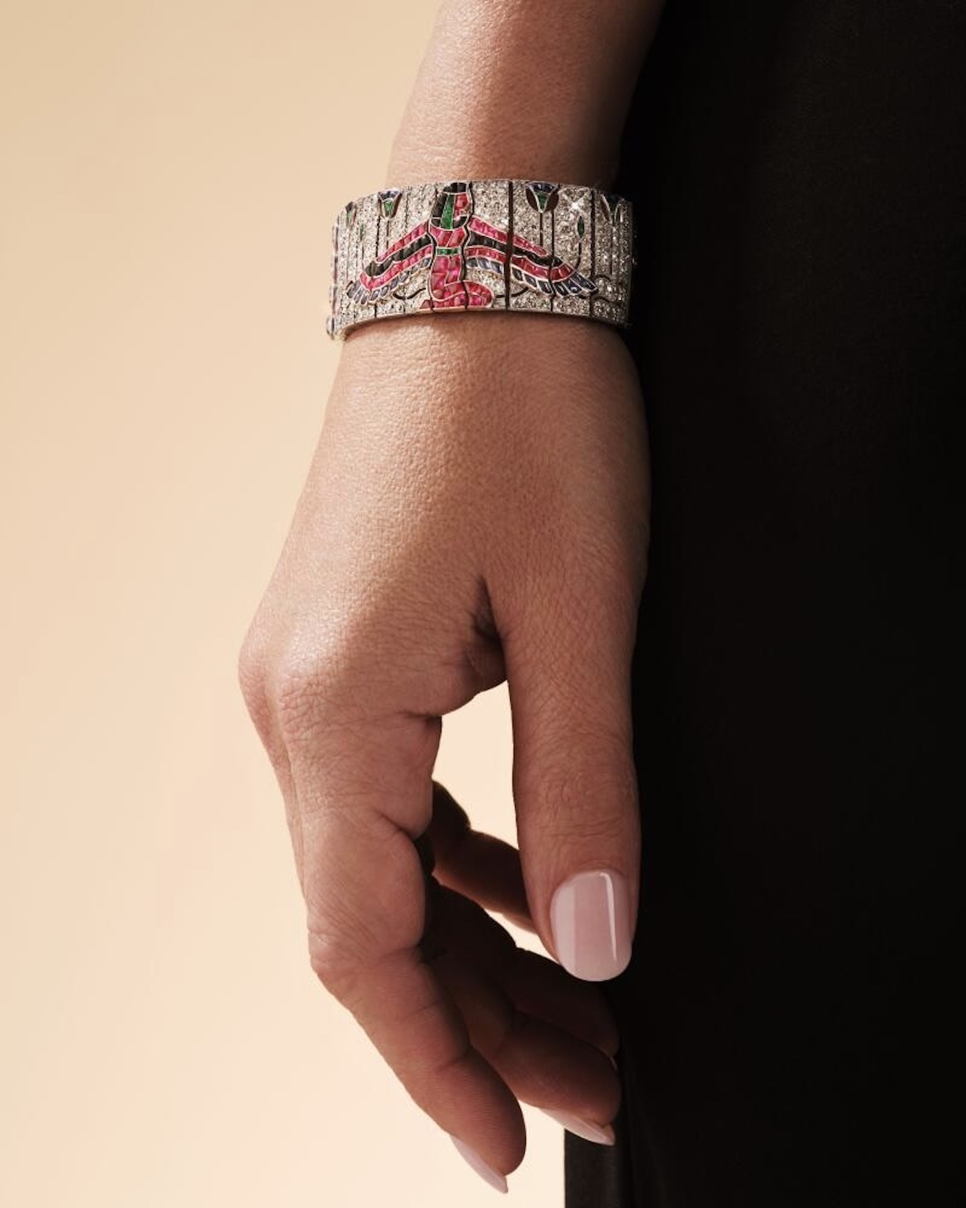 Egyptian Jewelry Egyptian-inspired colored stone and diamond Van Cleef & Arpels bracelet. (Courtesy of Sotheby's)