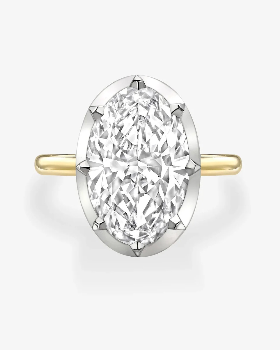 Jessica McCormack Oval Diamond & White Gold Button Back Ring