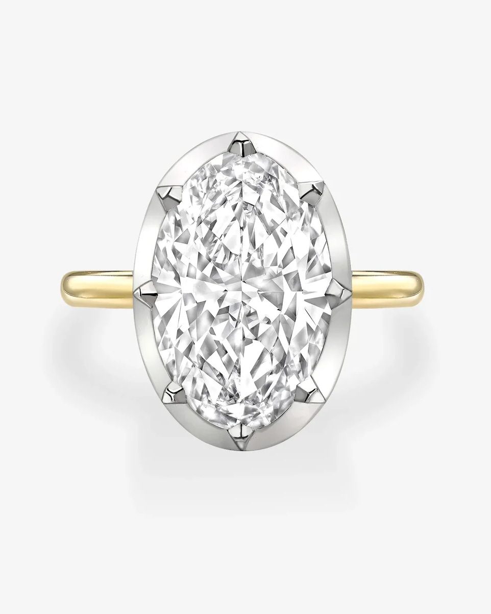 Jessica McCormack Oval Diamond & White Gold Button Back Ring