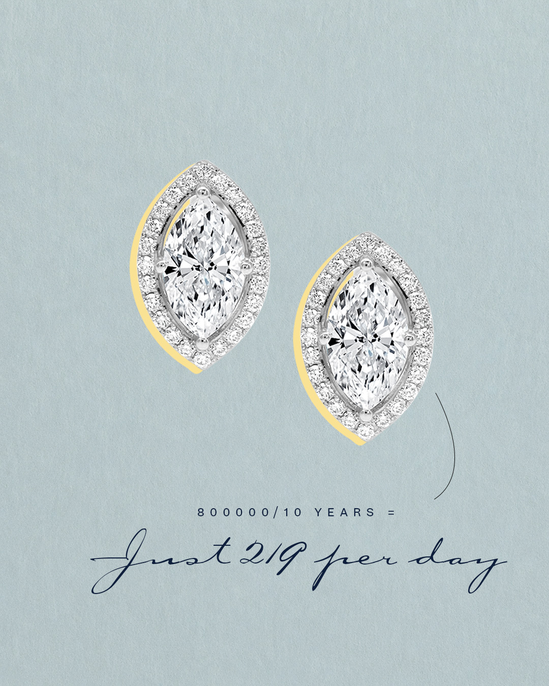Marquise-cut natural diamond stud earrings