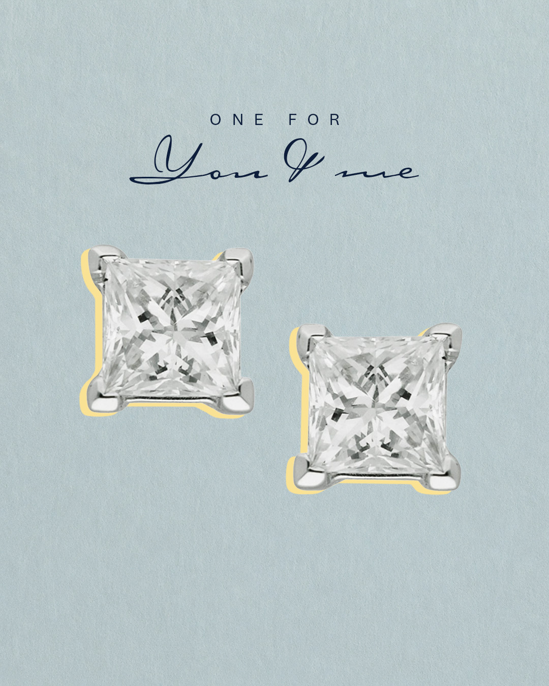 Square-cut diamond stud earrings 