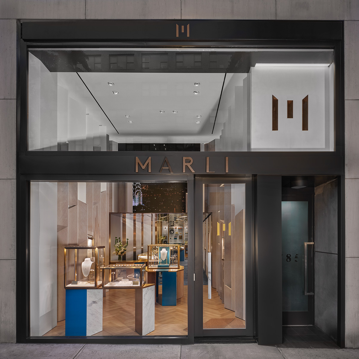 The exterior of Marli New York's boutique on Madison Avenue in New York