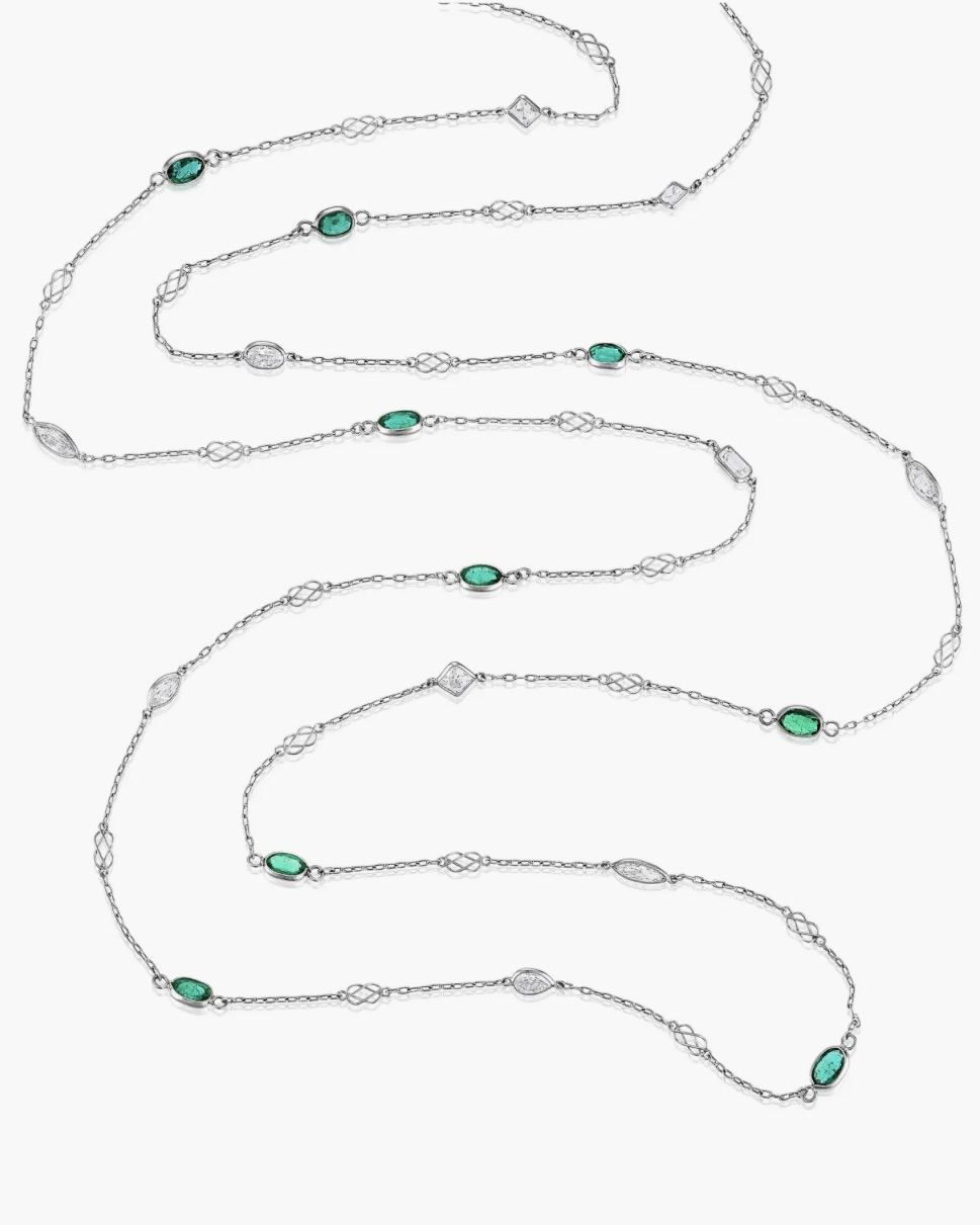 Long Necklace Mindi Mond Emerald & Diamond Gatsby Chain Necklace, $13,000, nordstrom.com