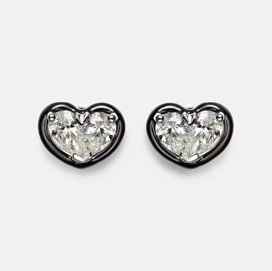 enamel jewelry: black and diamond earrings