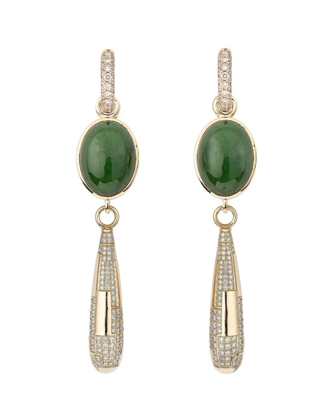 Englebert Swedish Grace Art Deco Green Aventurine Drop Earrings Colorful Jewelry