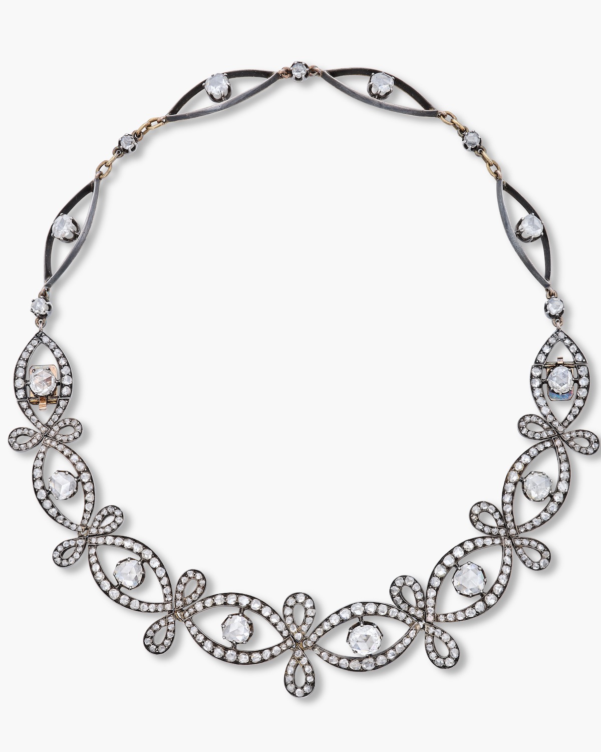 Rene Lalique Silver Topped Gold and Diamond Necklace-Bracelet Combination, circa 1890s in Sotheby's New York High Jewelry Sale