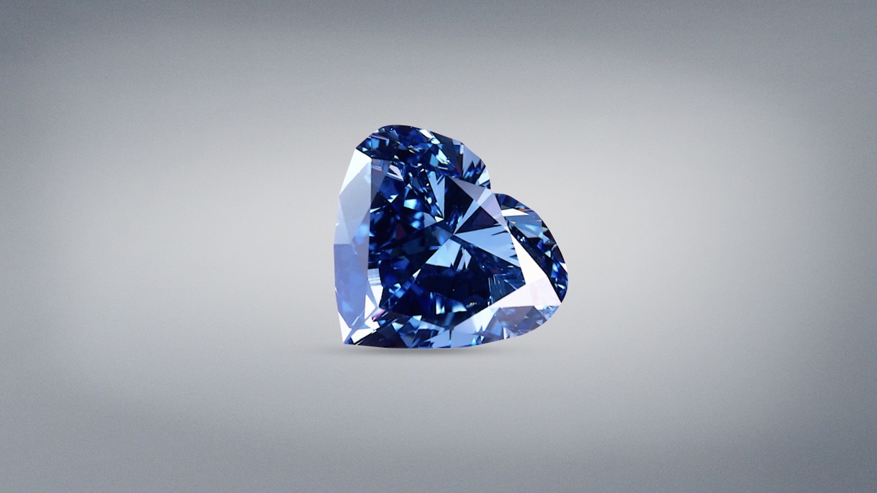 A 27.64-carat Fancy Vivid blue Heart of Eternity Diamond with a clarity grade of VS2. (Photo by Shane F. McClure/GIA)