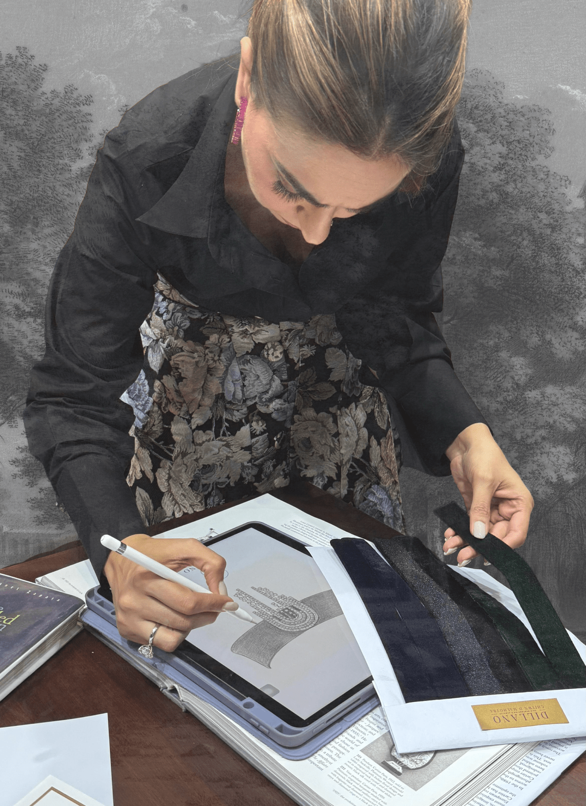 Designer sketching jewellery concept