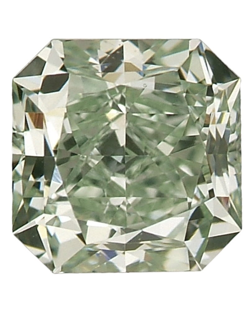 0.46 ct fancy intense green natural diamond, cut-cornered square modified brilliant. (Courtesy of GIA)