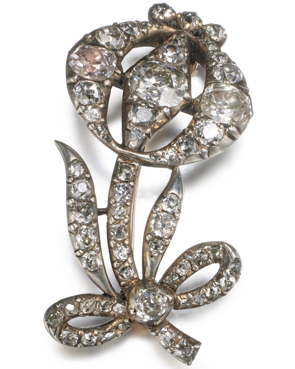 A silver and diamond-set Flower Dress Trimming from the Russian Imperial Jewels, attributed to Duval, circa 1780. (Courtesy of Sotheby's)