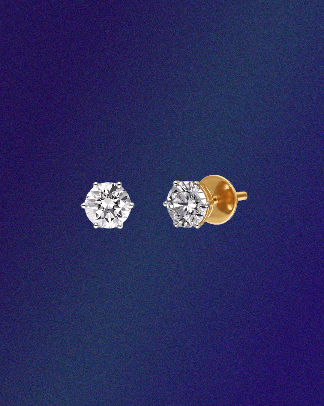 Mehta Jewels round natural diamond stud earrings in gold.
