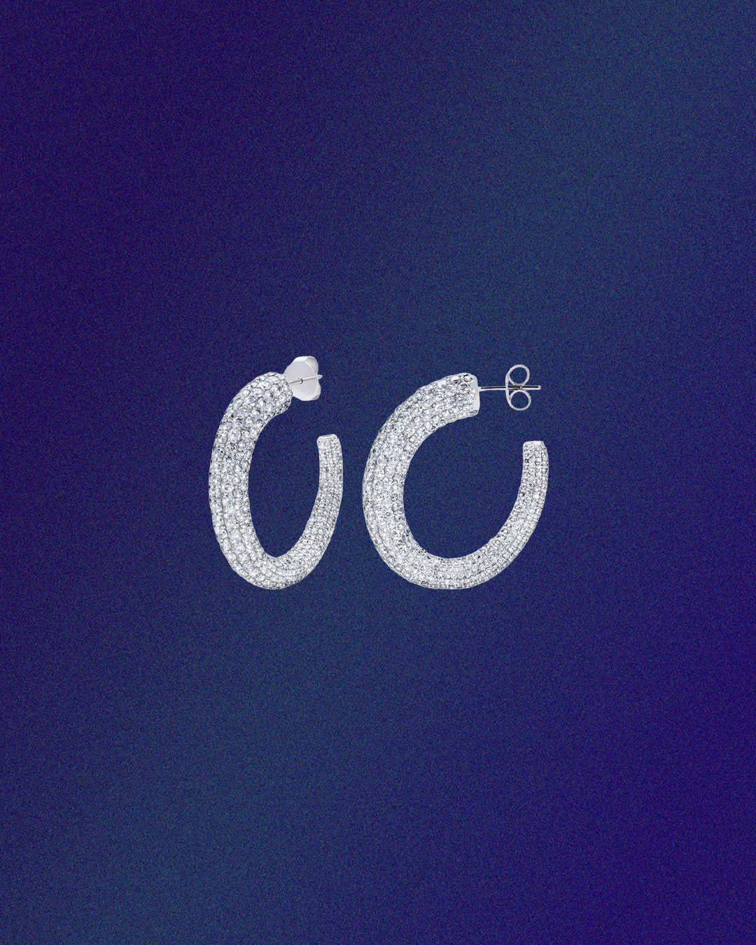 Devi natural diamond pavé hoop earrings in white gold
