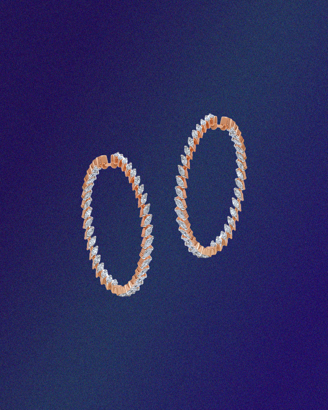 Gehna natural diamond hoop earrings in rose gold.