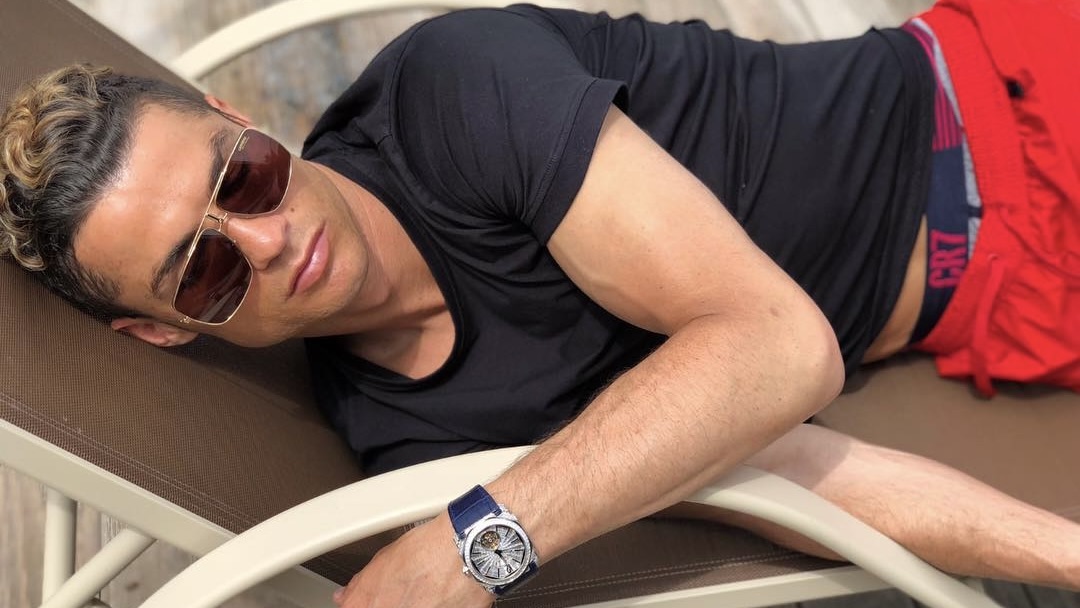 Cristiano Ronaldo wears his Bulgari Octo L'Originale Tourbillon White Gold Watch in 2018.