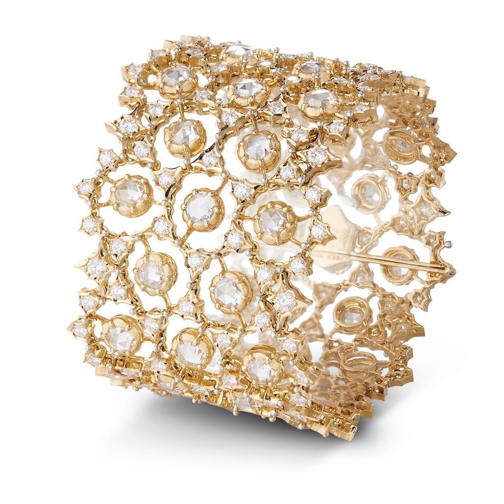 Buccellati Diamond Cuff from the Serenissima Collection as seen during Paris Couture Week.