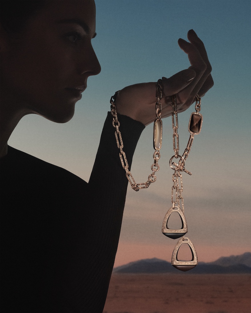 Hermès diamond necklace from the Horsescape Collection as seen during Paris Couture Week
