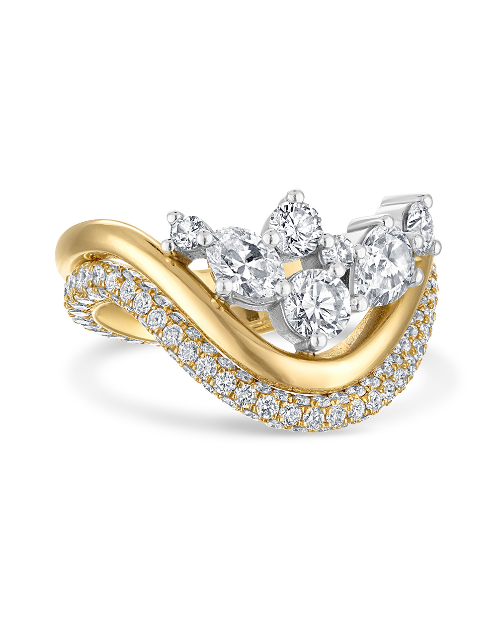 wavy rings with diamonds