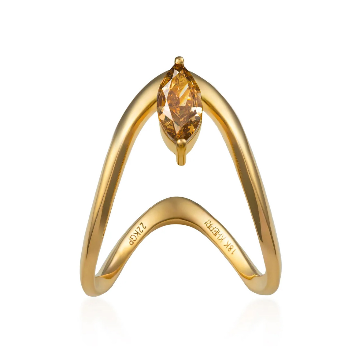 wavy ring with colored diamond