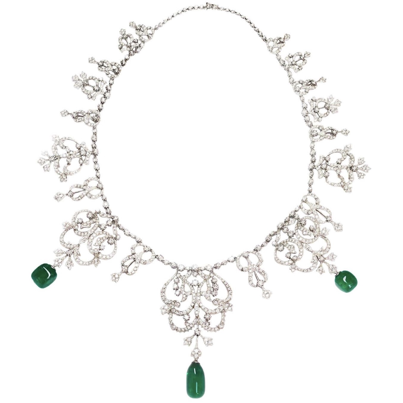 Rare Himalayan Mountain Emerald and Diamond Convertible Tiara / Necklace