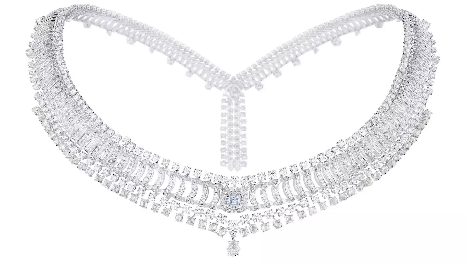 The De Beers Echo Masterpiece Transformable Necklace Adapt into a Convertible Tiara