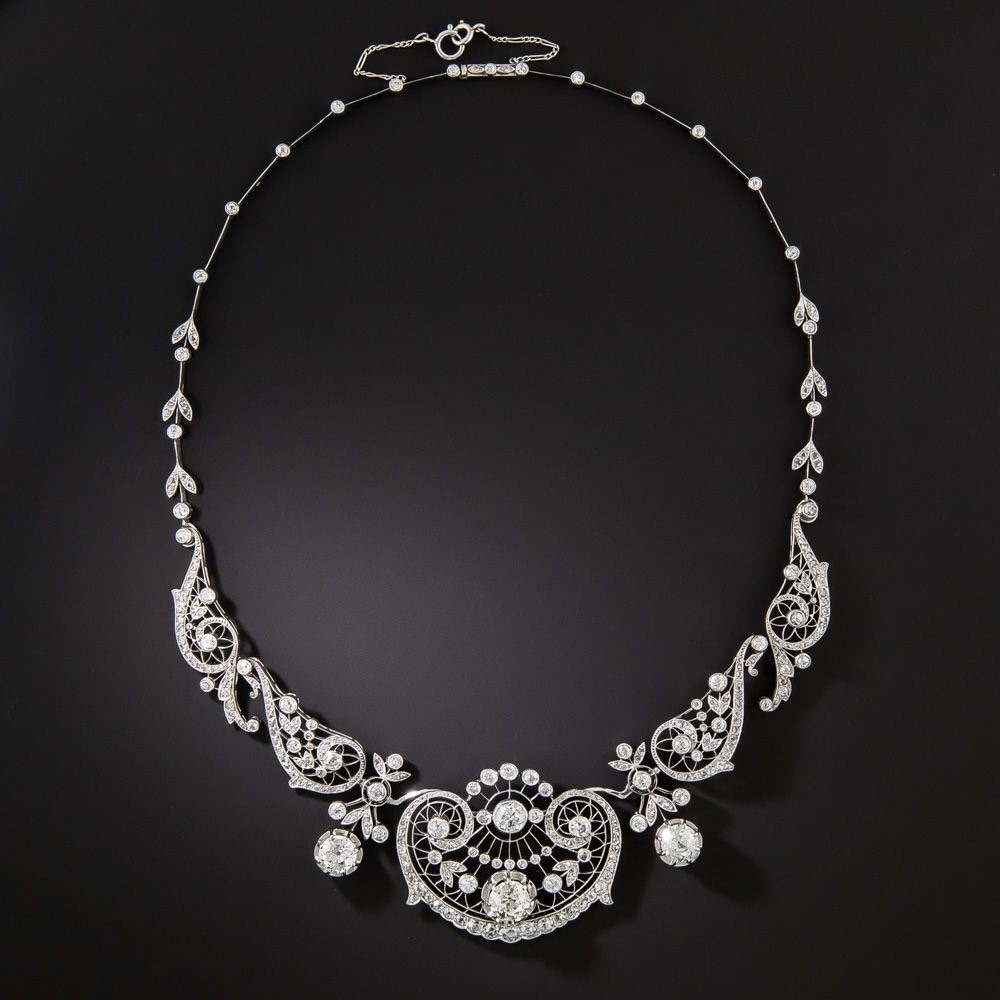 Convertible Tiara Lang Antiques French Belle Epoque Convertible Diamond Necklace / Tiara