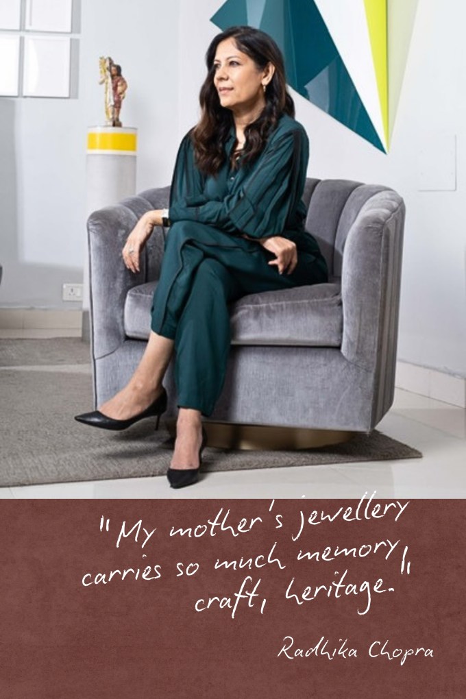 Radhika Chopra with natural diamond heirloom earrings