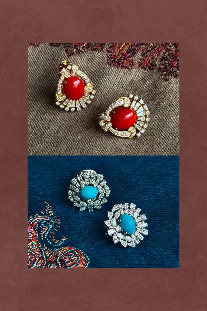 Radhika Chopra with natural diamond heirloom earrings