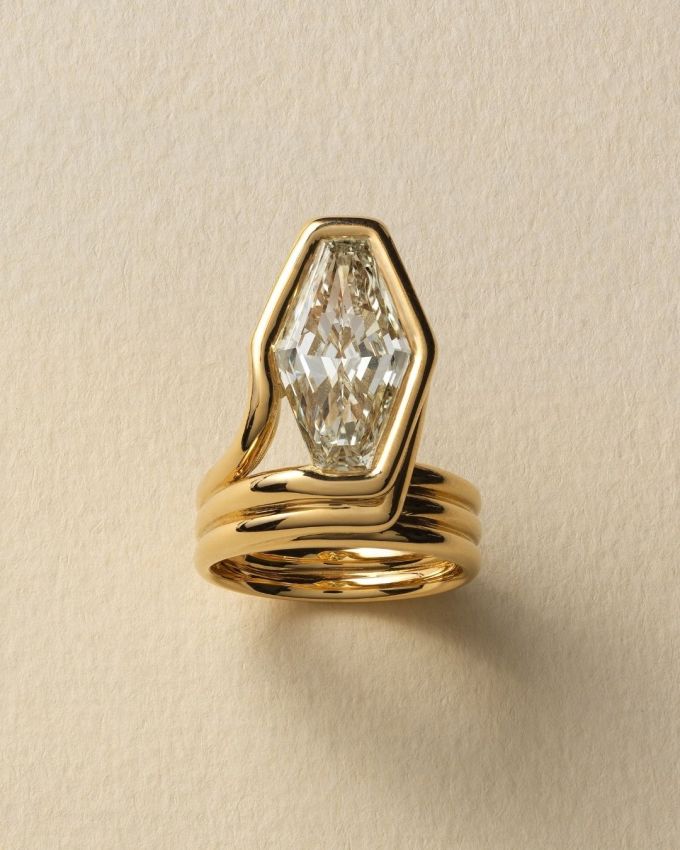 Danielle Sultan 6.15 carat Lozenge Cut Diamond Ring Unique Diamond Cuts 