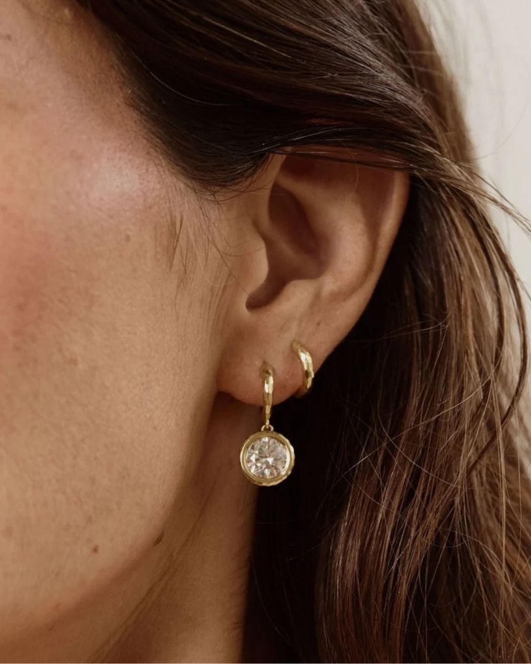 Octavia Elizabeth Hidden Gem Hoop with 4.21 Carat Botswanamark Round Diamond