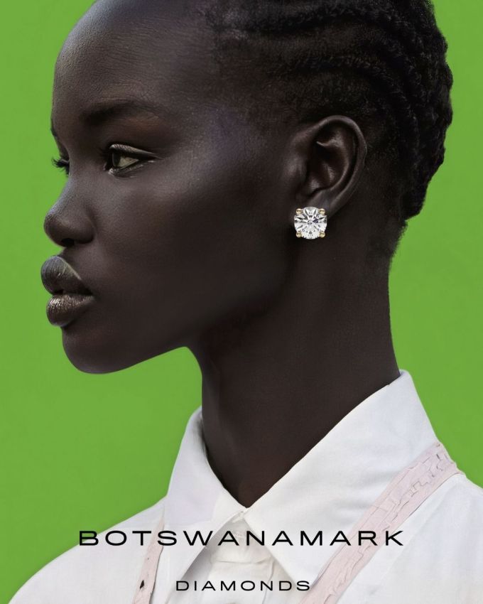 Botswanamark diamond earrings portrait
