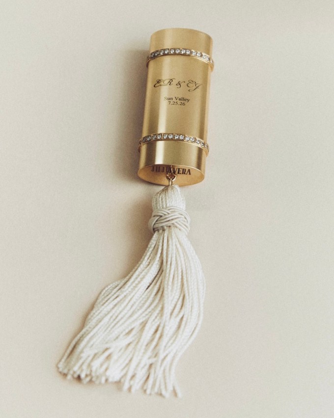 Custom Juju Vera Diamond Lighter Case for Emma Roberts' Wedding Festivities. (Instagram: @jujuverastudio)