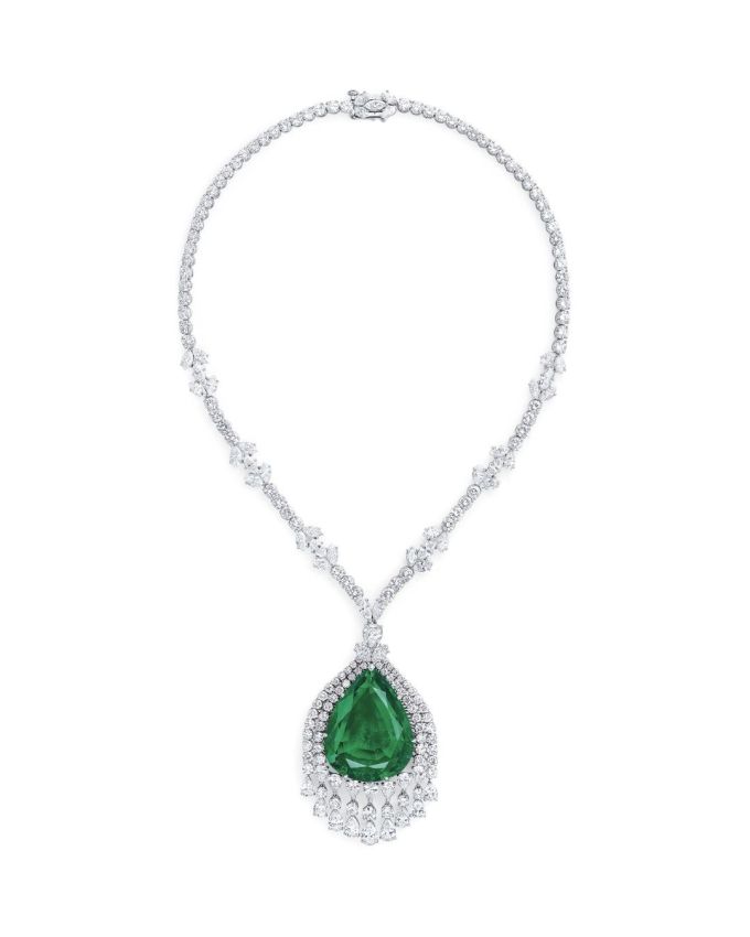 The Imperial Emerald of Grant Duchess Vladimir of Russia Superb Emerald and Diamond Pendant Necklace