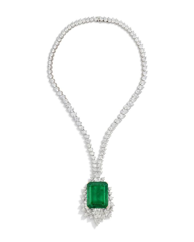 Emerald and diamond necklace