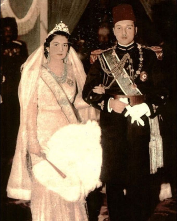 King Farouk of Egypt and Farida portrait