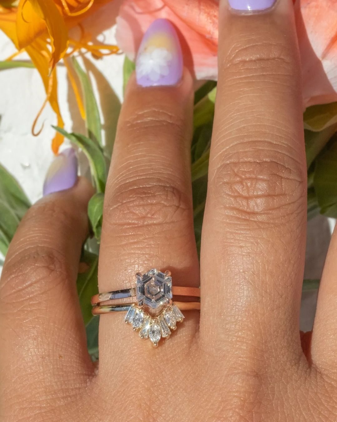 Point No Point Studio 1.20 Carat Clear Hexagon Cut Diamond Engagement Ring