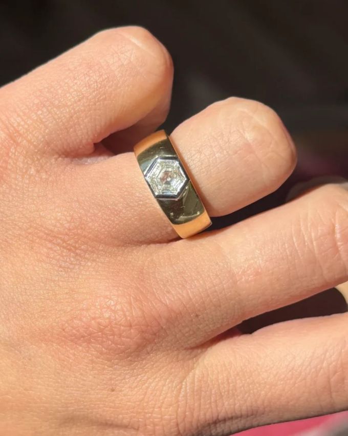 Jewels by Grace 1.04ct Hexagonal Cut Diamond Bezel Ring