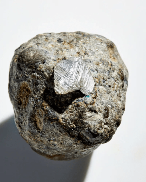Natural diamond on rock