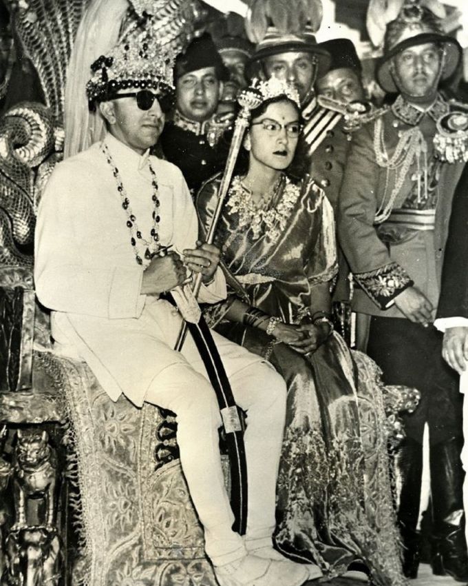 King Mahendra Bir Bikram Shah and Queen Ratna Rajya Lakshmi Devi shortly after the King’s coronation in 1955