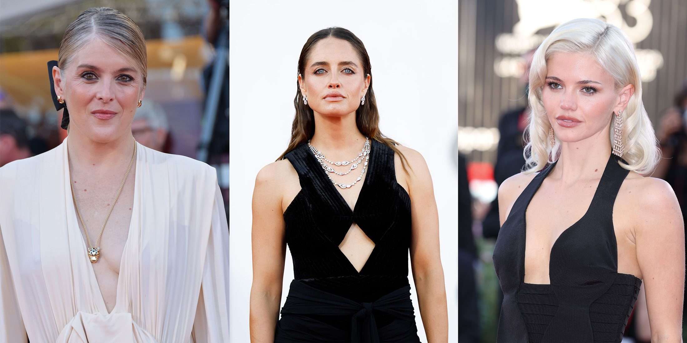 Valérie Donzelli, Matilde Gioli et Hayes Warner ont illuminé le Lido de Venise. Crédits Thomas Bohlen/Starface, Messika et Chopard.