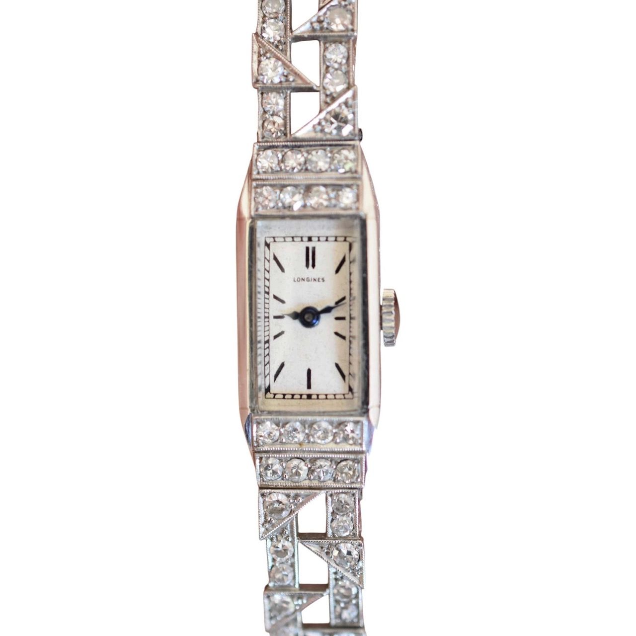 tiny watch Longines Art Deco Ladies Platinum & Diamond Bracelet Watch ~3.5ct Circa 1920 $6,747.58, 1stdibs.com
