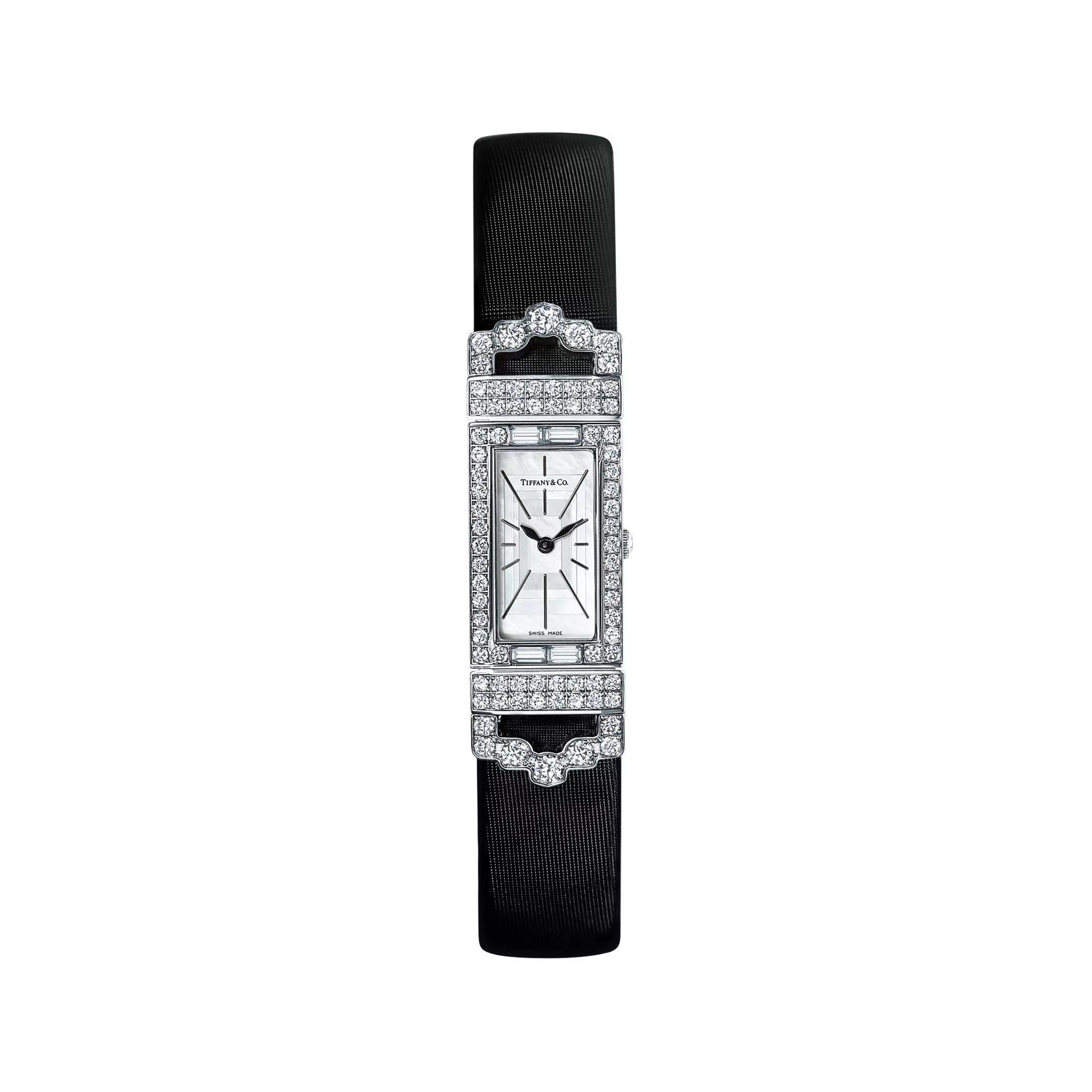 tiny watch Tiffany & Co. Art Deco 2-Hand 15.8 x 49 mm Watch, $33,000, tiffany.com